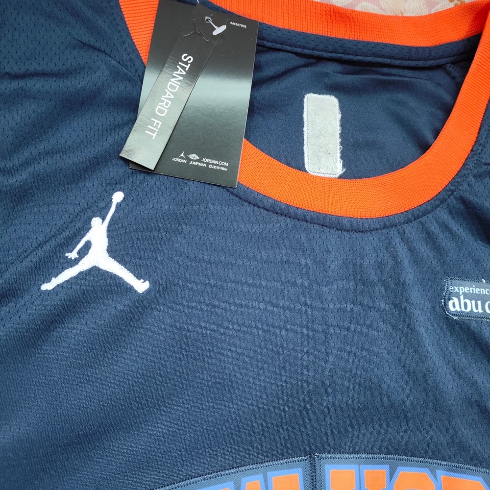 NBA New York Knicks Navy Blue and Orange #11 Jersey - Jordan Brand - Picture 4 of 6